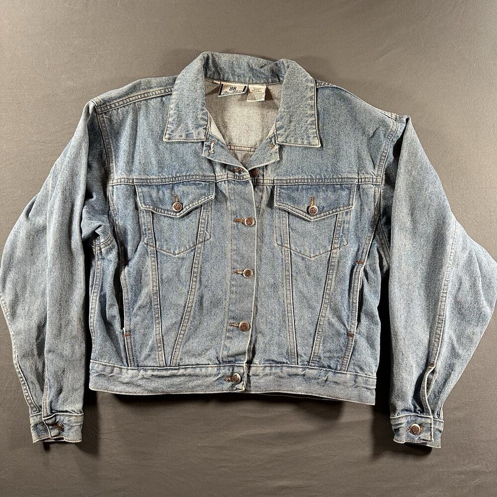 Bill Blass Vntg Women's Blue Denim Jacket Button Front Classic Fit Size M